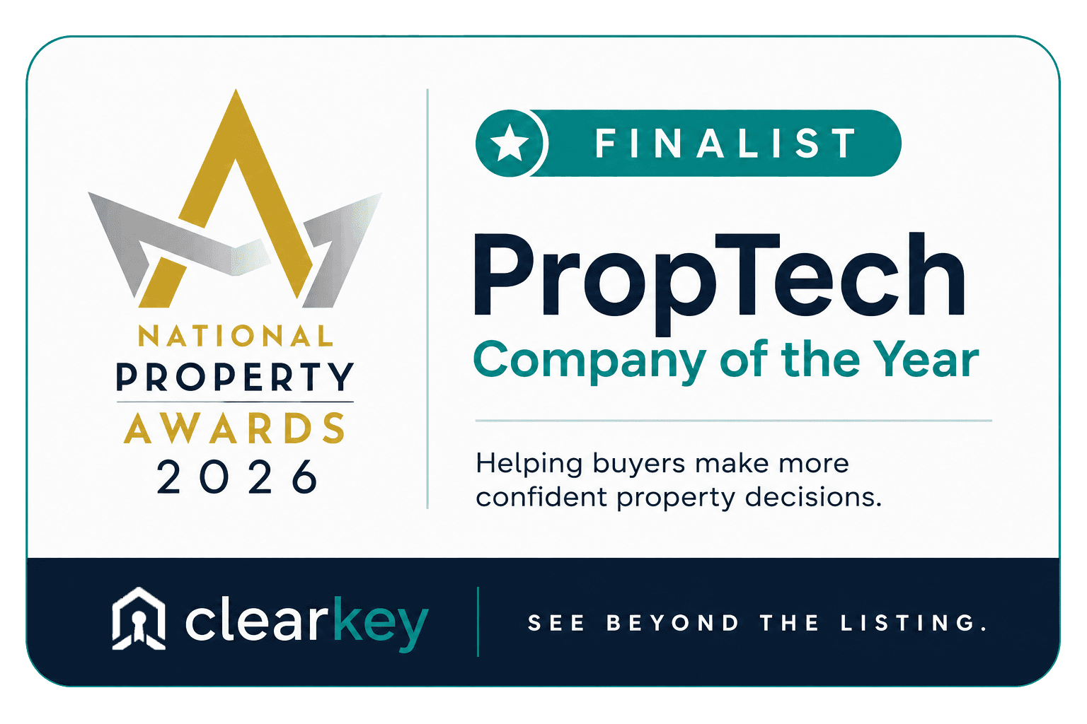 National Property Awards 2026 — ClearKey finalist for PropTech Company of the Year